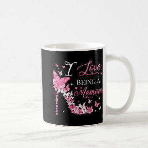 Taza De Café El amor como un memom de alto talón mariposa el dí