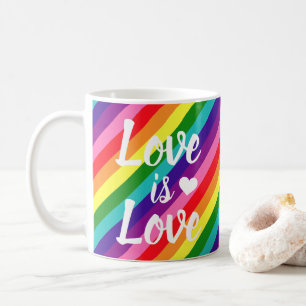 Taza De Café El amor es amor Corazón Diagonal Arcoíris 330 ml