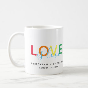 Taza De Café El amor es amor tipografía arcoiris