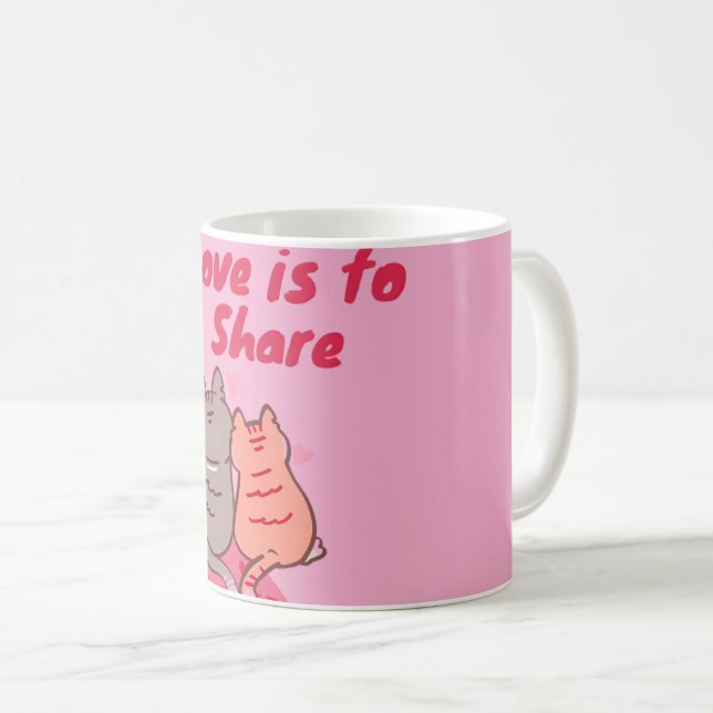Taza De Café El amor es compartir gatos lindos (Anverso derecho)