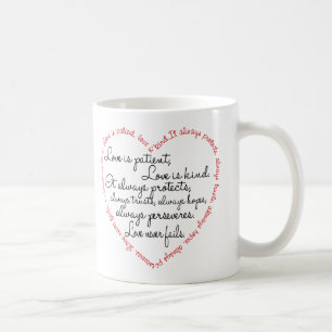 Taza De Café El amor es paciente palabra corazón
