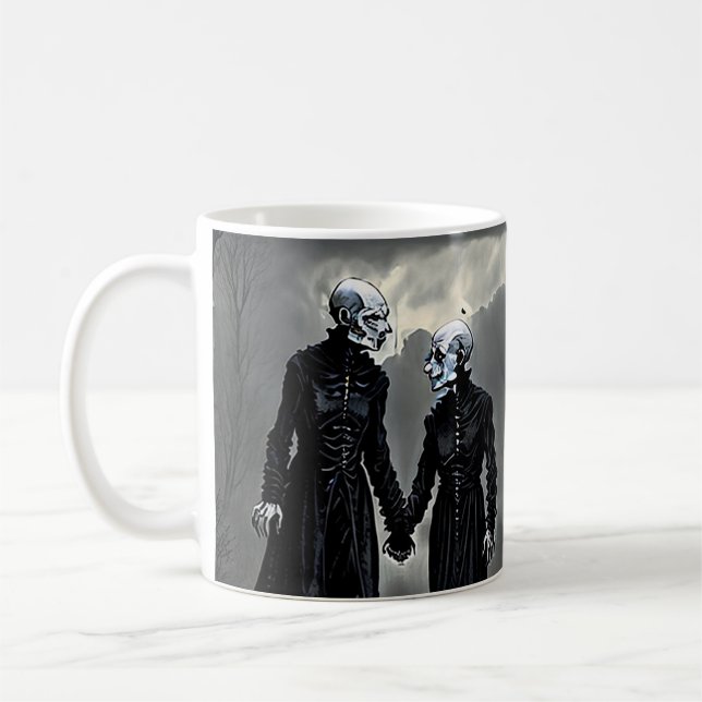 Taza De Café El amor es para siempre feliz café de Halloween (Izquierda)