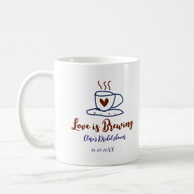 Taza De Café El amor está hirviendo marrón azul ducha de novia  (Izquierda)