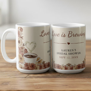 Taza De Café El amor está preparándose Floral Marrón Despedida 