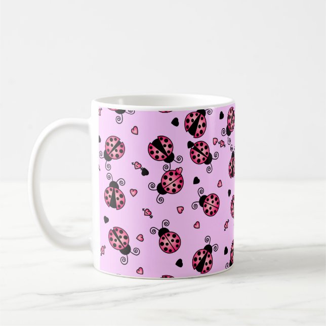 Taza De Café El amor fastidia mariquitas rosadas (Izquierda)