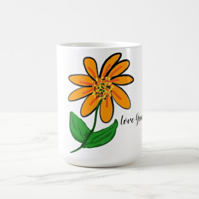 Taza De Café El amor floral naranja crece (Centro)