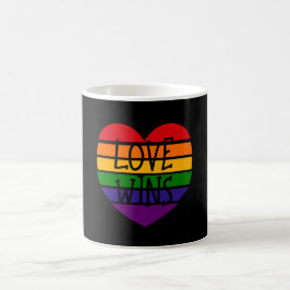 Taza De Café El amor gana corazón arcoiris