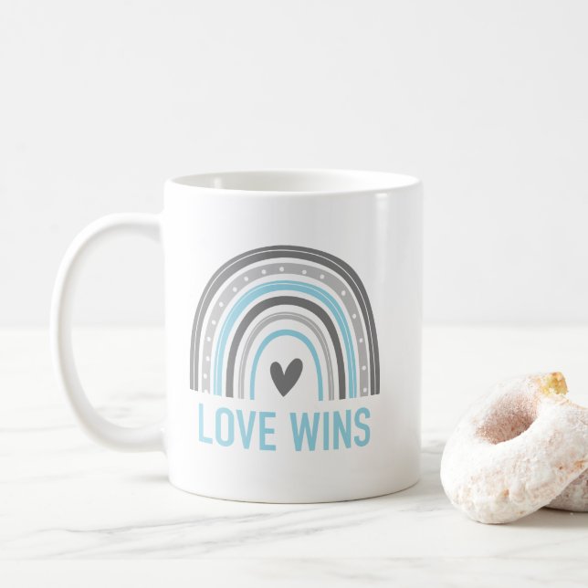 Taza De Café El amor gana Demiguy Rainbow (Con donut)
