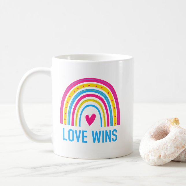 Taza De Café El amor gana el arcoiris pansexual (Con donut)