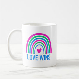 Taza De Café El amor gana el arcoiris polisexual