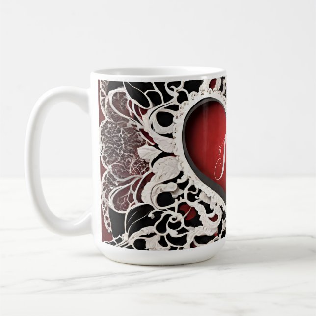 Taza De Café El amor moderno del corazón rojo (Izquierda)