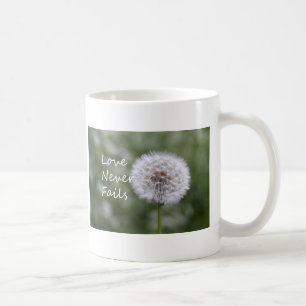 Taza De Café El amor nunca falla Dandelion1 Corinthians 13