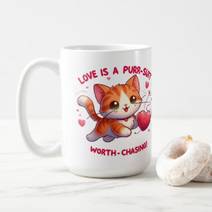 Taza De Café El amor persiguiendo la felicidad el gato inspiró 