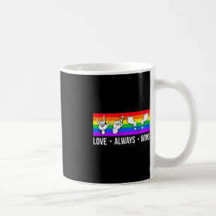Taza De Café El amor siempre gana ASL Concienciación sorda Orgu