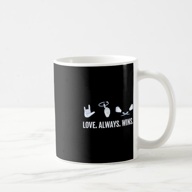 Taza De Café El amor siempre gana el lenguaje de Rótulo de conc (Derecha)