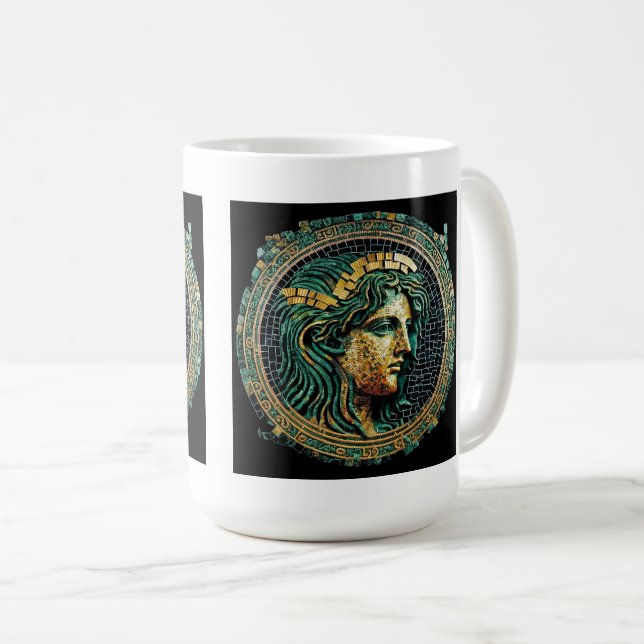 Taza De Café El antiguo museo griego de misterio clásico, 15 oz (Anverso derecho)