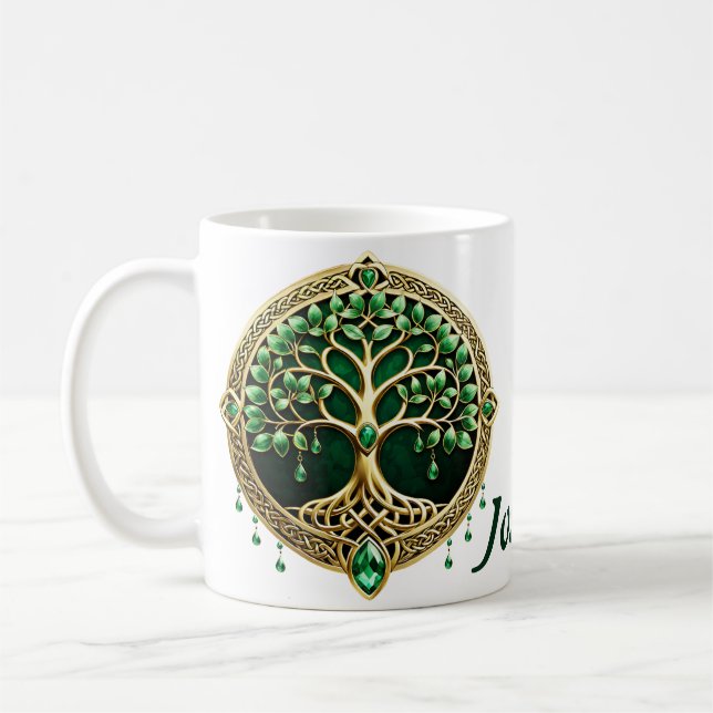 Taza De Café El árbol de la vida con nudos celtas. (Izquierda)