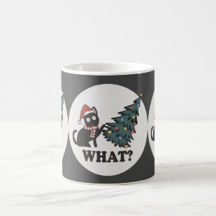 Taza De Café El árbol de navidad de gato negro Santa Hat divert