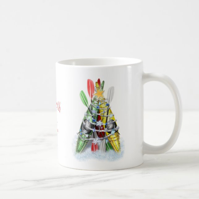 Taza De Café El árbol de Navidad Kayak personalizado (Derecha)