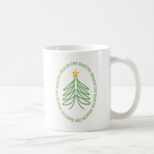 Taza De Café El árbol de vacaciones moderno Peace On Earth y la