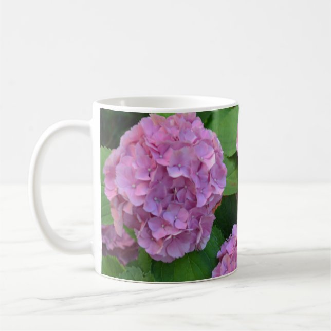 Taza De Café El arbusto de hortensia rosa Hydrangea (Izquierda)