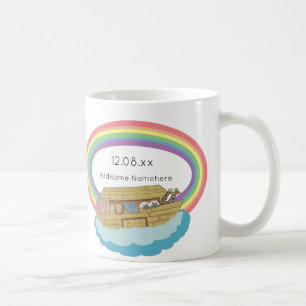 Taza De Café El arca de Noé arcoiris sobre blanco