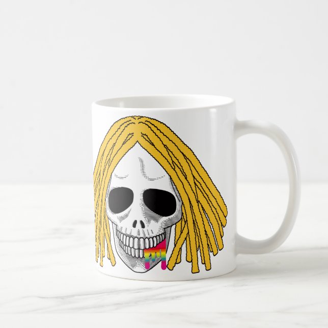 Taza De Café El arco iris rubio B de Dreadlocks del cráneo (Derecha)