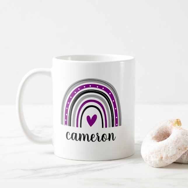 Taza De Café El arcoiris asexual personalizado (Con donut)