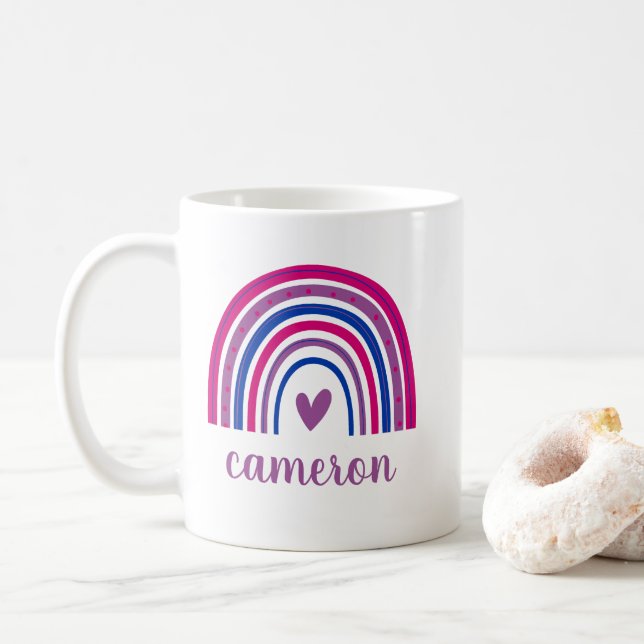 Taza De Café El arcoiris bisexual personalizado (Con donut)
