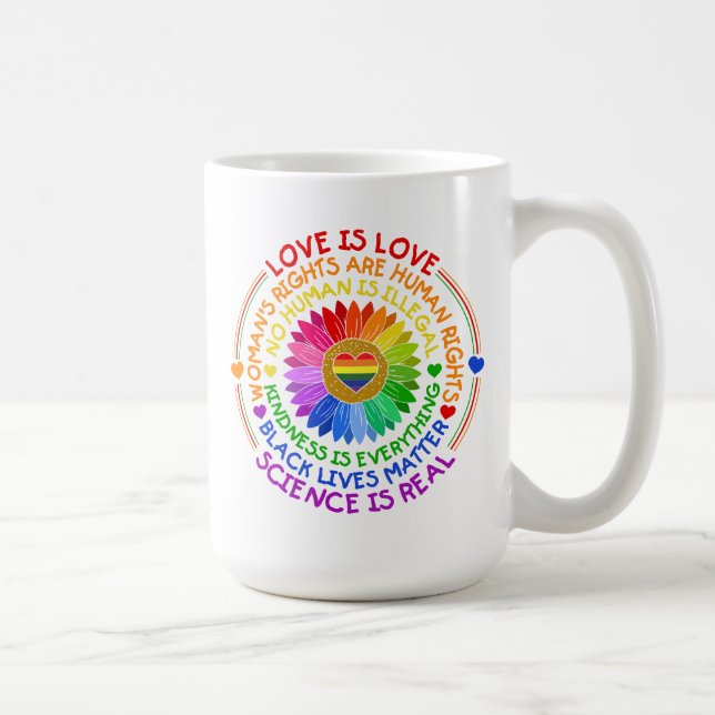 Taza De Café El arcoiris florido tiene una postura política y s (Derecha)