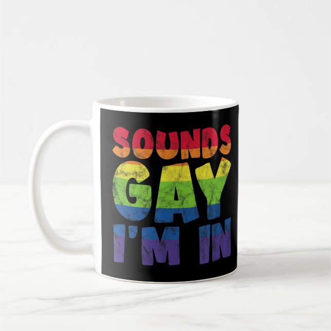 Taza De Café El arcoiris LGBT suena gay, estoy en transexual bi (Izquierda)