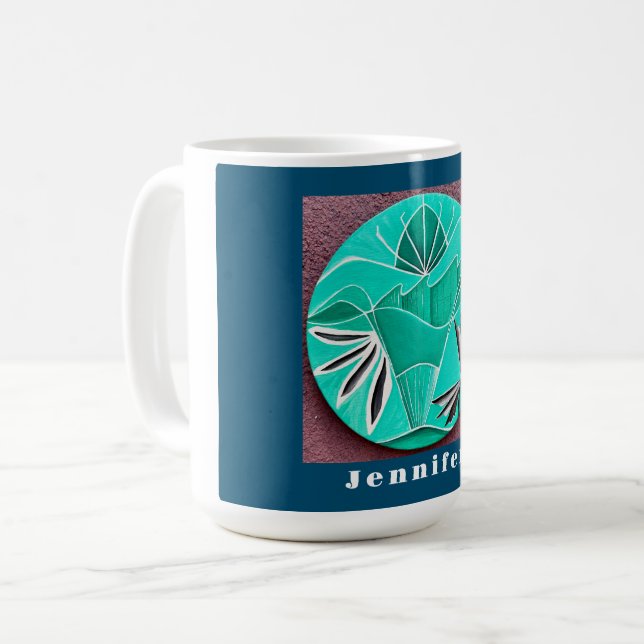 Taza De Café El arte abstracto del azul oceánico personalizado (Anverso izquierdo)