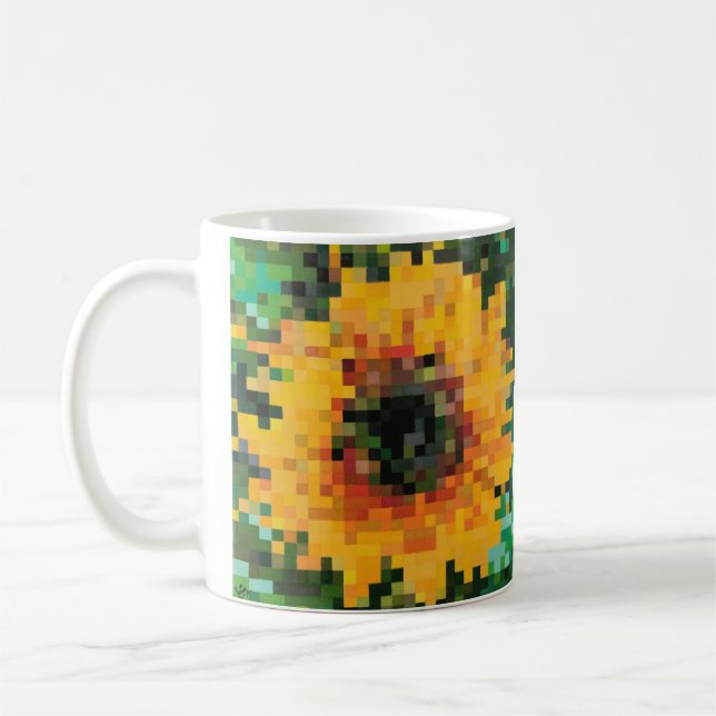Taza De Café El arte de la mezcla floral brillante de girasol (Izquierda)