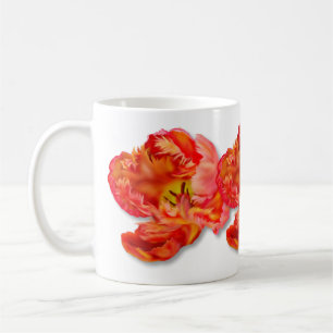 Taza De Café El arte digital de tulipán del loro Naranja flamea