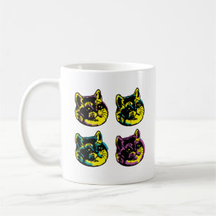 Taza De Café El arte pop de los cuatro gatitos respirando con d