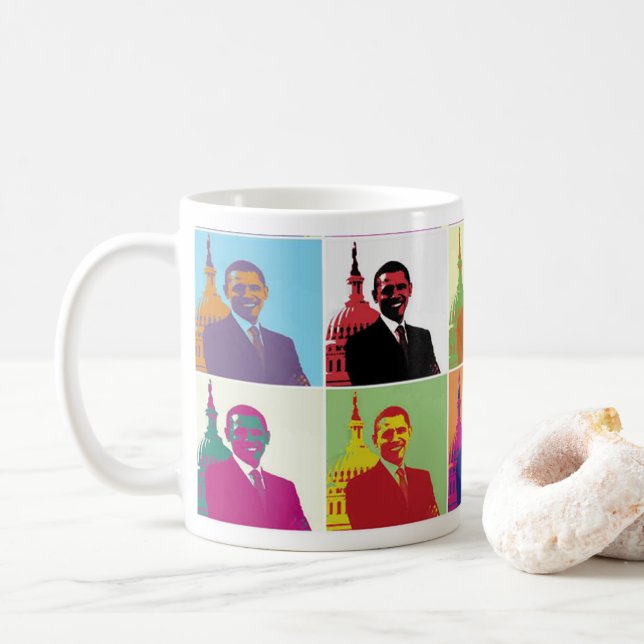 Taza De Café El arte pop del presidente Obama (Con donut)