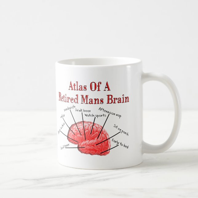 Taza De Café El atlas de retirado sirve el cerebro (Derecha)