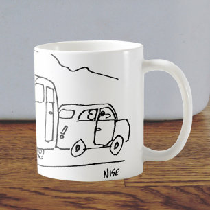 Taza De Café El auto está arrastrando una caravana y también un
