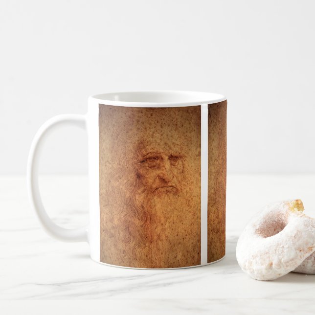 Taza De Café El autorretrato y arte renacentista de Leonardo da (Con donut)