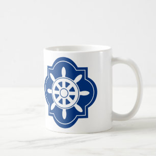 Taza De Café El azul marino envía la silueta de la rueda