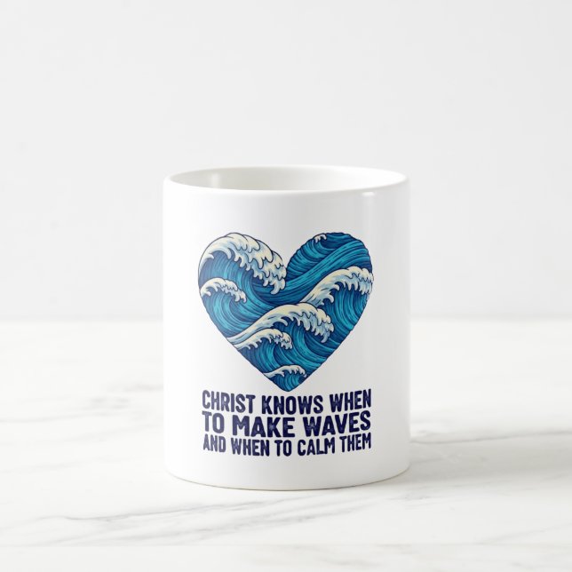 Taza De Café El azul oceánico Cristo y el diseño de las olas (Centro)