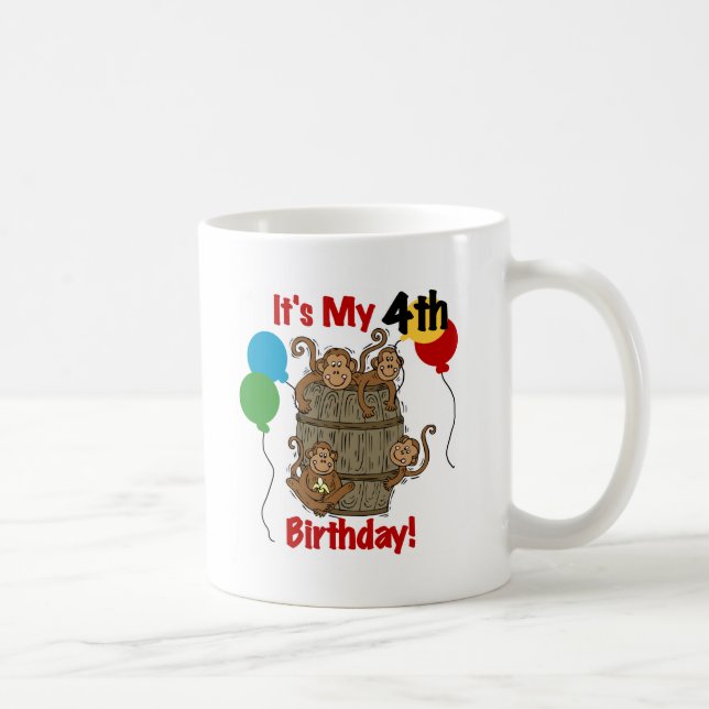 Taza De Café El barril de monos 4º cumpleaños (Derecha)