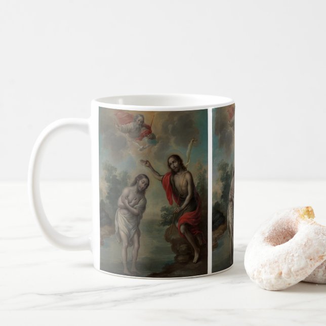 Taza De Café El Bautismo de Cristo por Nicolás Enríquez (Con donut)