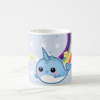Taza De Café El bebé lindo narwhal con el arco iris y el kawaii