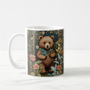 Taza De Café El bebé lindo oso marrón William Morris inspirado