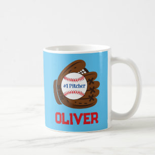 Taza De Café El béisbol de un niño lanzador personalizado #1
