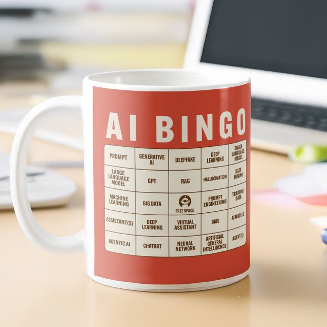 Taza De Café El bingo AI (AI Buzzword Bingo Mug transforms every jargon-filled conference into an entertaining game)