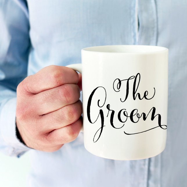 Taza De Café El Boda de escritura Groom Elegant Black Script (Subido por el creador)