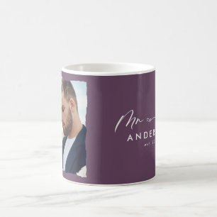 Taza De Café El boda de fotografía moderno personalizó al Sr. y