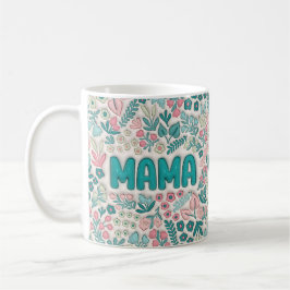 Taza De Café El Boho verde azulado flama a mamá